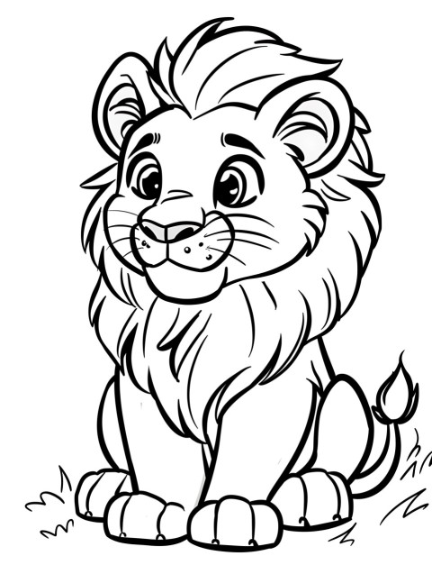 Cute Lion Coloring Book Pages Simple Hand Drawn Animal illustration Line Art Outline Black and White (70)