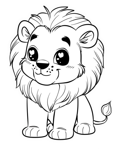 Cute Lion Coloring Book Pages Simple Hand Drawn Animal illustration Line Art Outline Black and White (83)