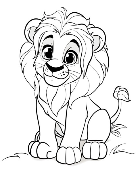 Cute Lion Coloring Book Pages Simple Hand Drawn Animal illustration Line Art Outline Black and White (49)