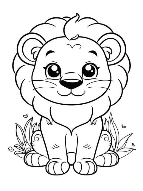Cute Lion Coloring Book Pages Simple Hand Drawn Animal illustration Line Art Outline Black and White (37)