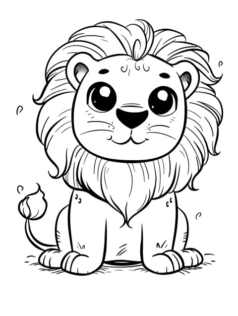 Cute Lion Coloring Book Pages Simple Hand Drawn Animal illustration Line Art Outline Black and White (61)