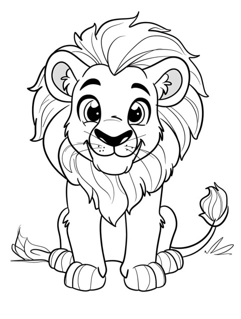 Cute Lion Coloring Book Pages Simple Hand Drawn Animal illustration Line Art Outline Black and White (24)