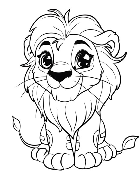 Cute Lion Coloring Book Pages Simple Hand Drawn Animal illustration Line Art Outline Black and White (84)