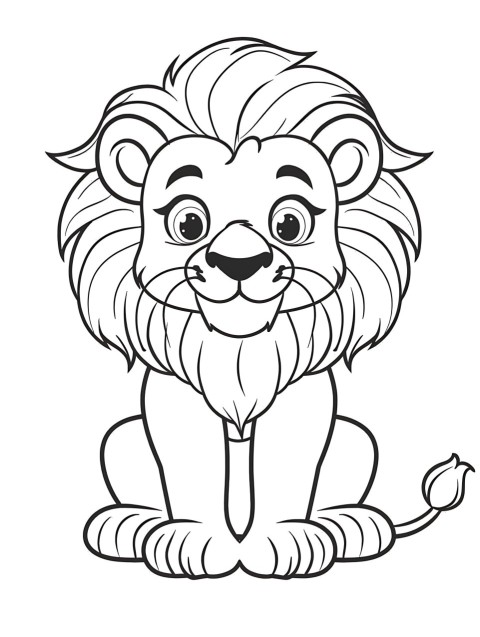Cute Lion Coloring Book Pages Simple Hand Drawn Animal illustration Line Art Outline Black and White (36)