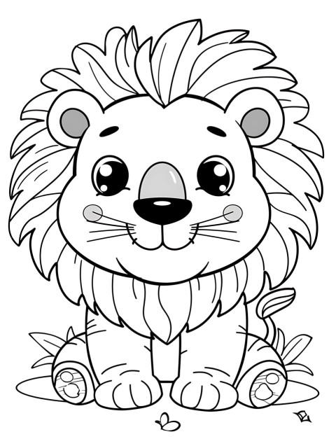Cute Lion Coloring Book Pages Simple Hand Drawn Animal illustration Line Art Outline Black and White (45)