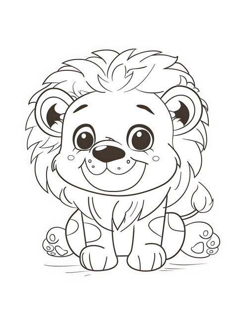 Cute Lion Coloring Book Pages Simple Hand Drawn Animal illustration Line Art Outline Black and White (9)