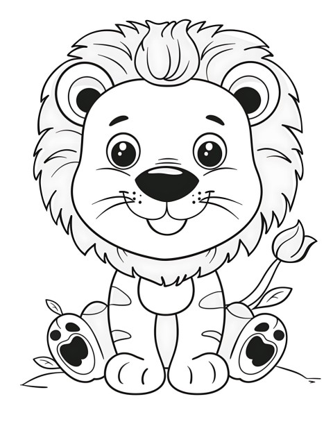 Cute Lion Coloring Book Pages Simple Hand Drawn Animal illustration Line Art Outline Black and White (91)