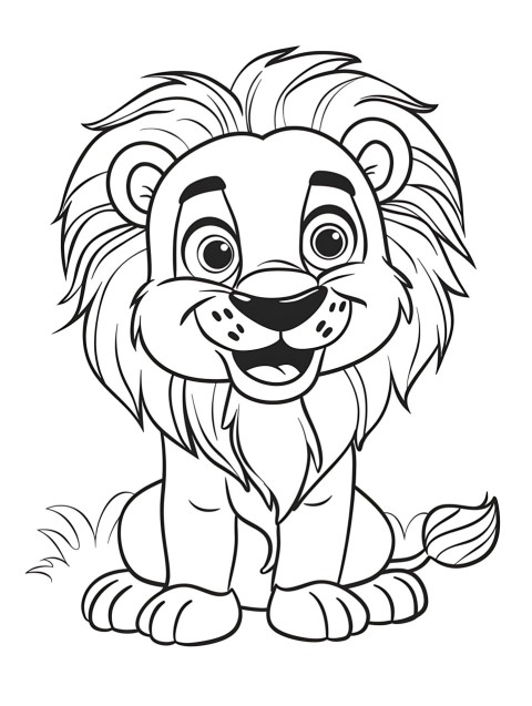 Cute Lion Coloring Book Pages Simple Hand Drawn Animal illustration Line Art Outline Black and White (76)