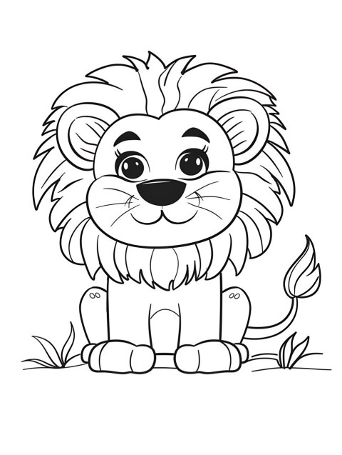Cute Lion Coloring Book Pages Simple Hand Drawn Animal illustration Line Art Outline Black and White (32)