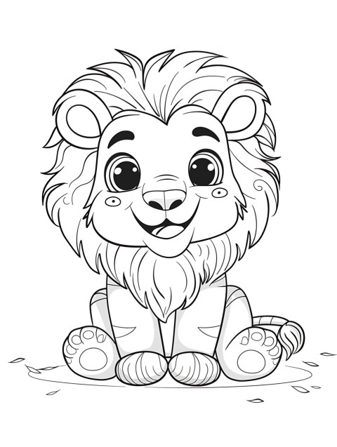 Cute Lion Coloring Book Pages Simple Hand Drawn Animal illustration ...