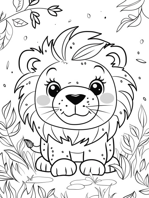 Cute Lion Coloring Book Pages Simple Hand Drawn Animal illustration Line Art Outline Black and White (12)