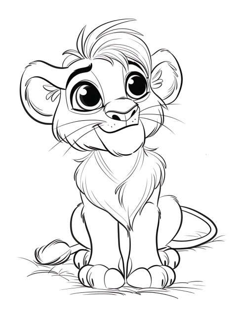 Cute Lion Coloring Book Pages Simple Hand Drawn Animal illustration Line Art Outline Black and White (52)