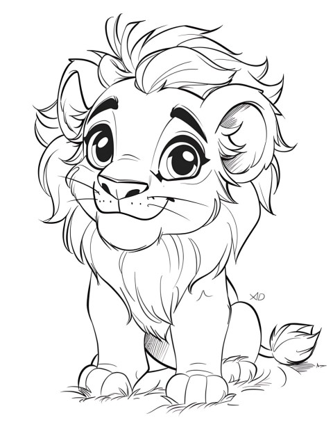 Cute Lion Coloring Book Pages Simple Hand Drawn Animal illustration Line Art Outline Black and White (20)