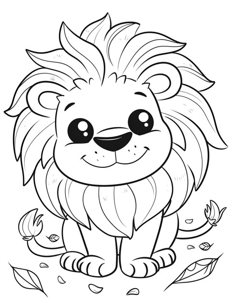 Cute Lion Coloring Book Pages Simple Hand Drawn Animal illustration Line Art Outline Black and White (72)