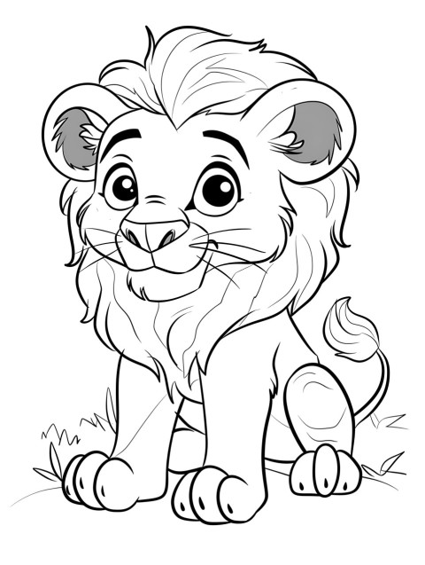 Cute Lion Coloring Book Pages Simple Hand Drawn Animal illustration Line Art Outline Black and White (109)