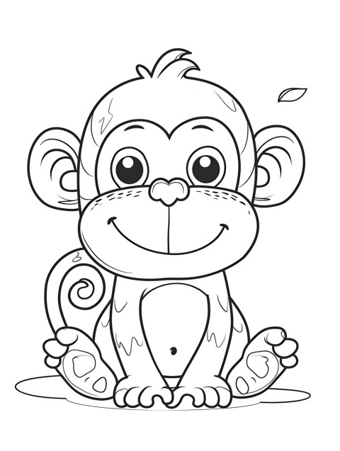 Cute Monkey Coloring Book Pages Simple Hand Drawn Animal illustration Line Art Outline Black and White (89)
