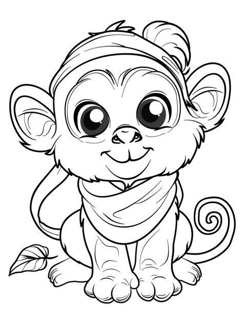 Cute Monkey Coloring Book Pages Simple Hand Drawn Animal illustration Line Art Outline Black and White (84)