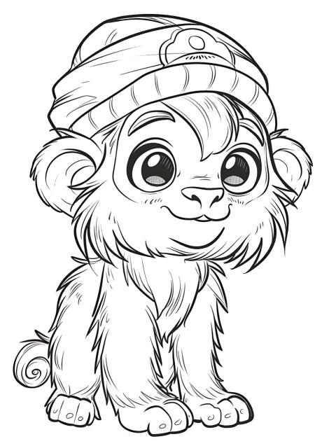 Cute Monkey Coloring Book Pages Simple Hand Drawn Animal illustration Line Art Outline Black and White (56)