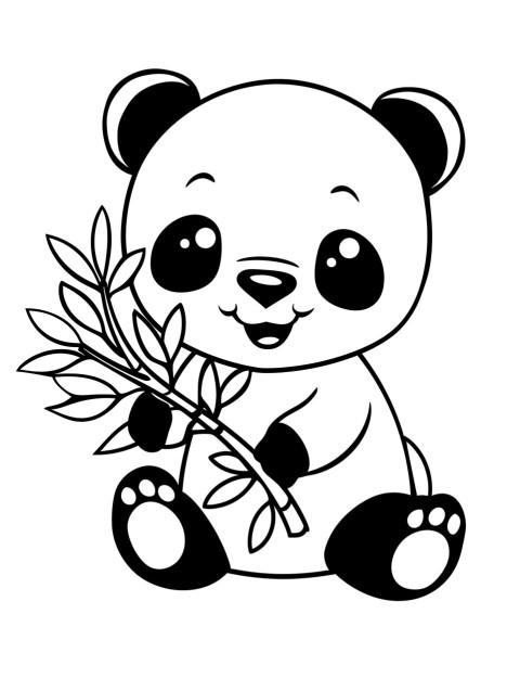 Cute Panda Coloring Book Pages Simple Hand Drawn Animal illustration Line Art Outline Black and White (95)