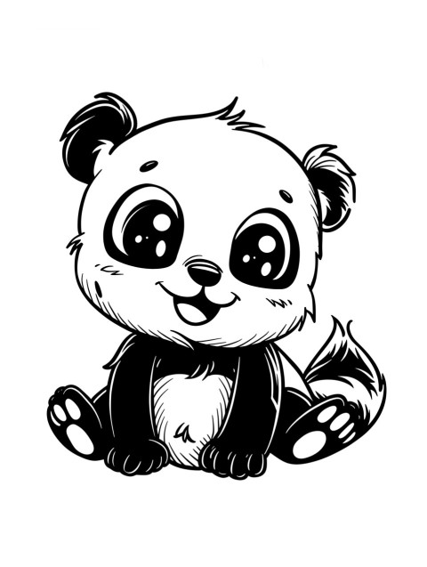 Cute Panda Coloring Book Pages Simple Hand Drawn Animal illustration Line Art Outline Black and White (87)