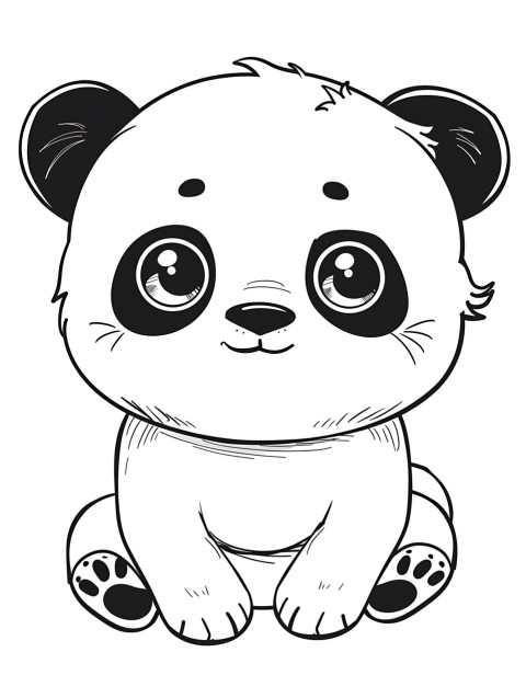 Cute Panda Coloring Book Pages Simple Hand Drawn Animal illustration Line Art Outline Black and White (85)