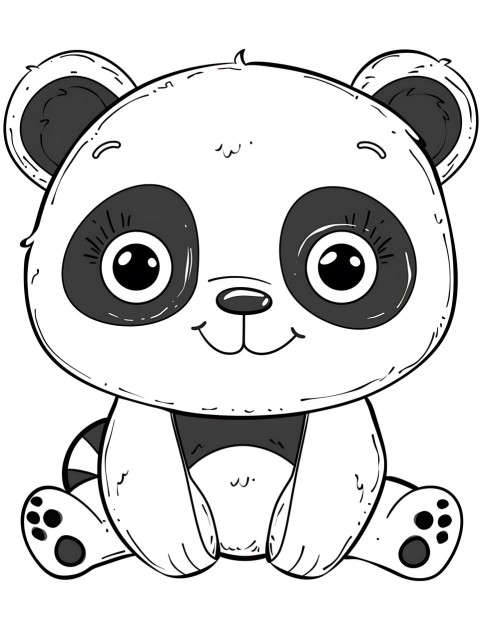 Cute Panda Coloring Book Pages Simple Hand Drawn Animal illustration Line Art Outline Black and White (51)
