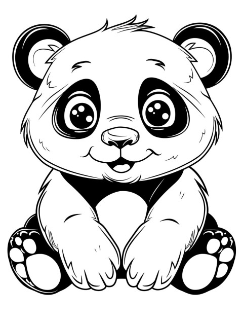 Cute Panda Coloring Book Pages Simple Hand Drawn Animal illustration Line Art Outline Black and White (35)