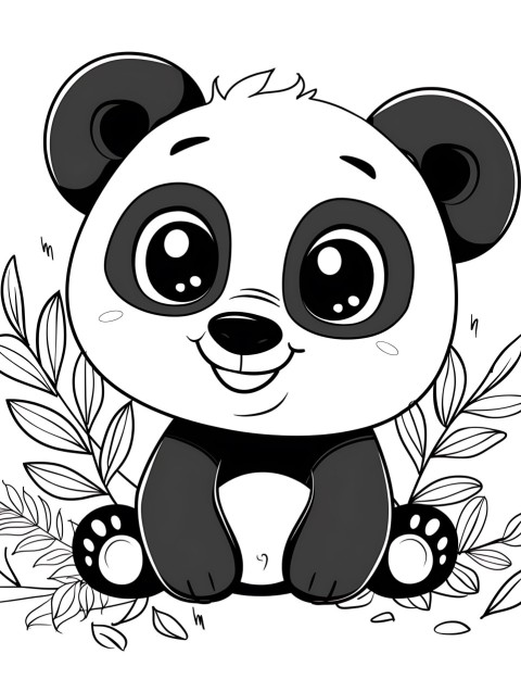 Cute Panda Coloring Book Pages Simple Hand Drawn Animal illustration Line Art Outline Black and White (34)