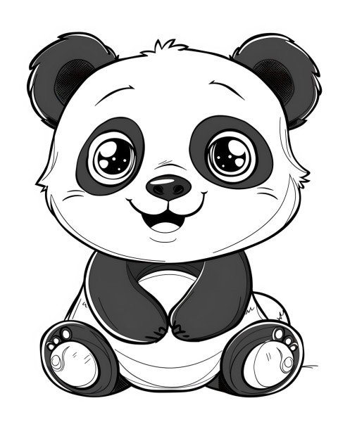 Cute Panda Coloring Book Pages Simple Hand Drawn Animal illustration Line Art Outline Black and White (98)