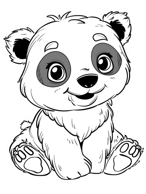 Cute Panda Coloring Book Pages Simple Hand Drawn Animal illustration Line Art Outline Black and White (56)