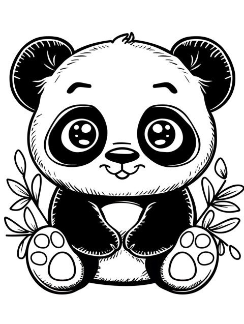 Cute Panda Coloring Book Pages Simple Hand Drawn Animal illustration Line Art Outline Black and White (31)