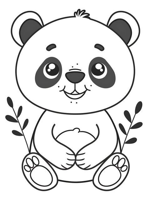 Cute Panda Coloring Book Pages Simple Hand Drawn Animal illustration Line Art Outline Black and White (105)