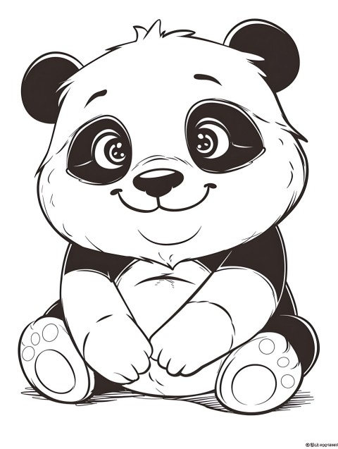 Cute Panda Coloring Book Pages Simple Hand Drawn Animal illustration Line Art Outline Black and White (94)