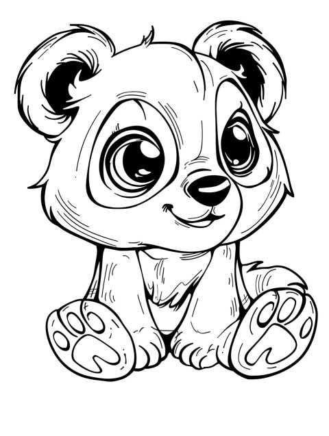 Cute Panda Coloring Book Pages Simple Hand Drawn Animal illustration Line Art Outline Black and White (106)