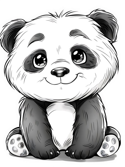 Cute Panda Coloring Book Pages Simple Hand Drawn Animal illustration Line Art Outline Black and White (7)