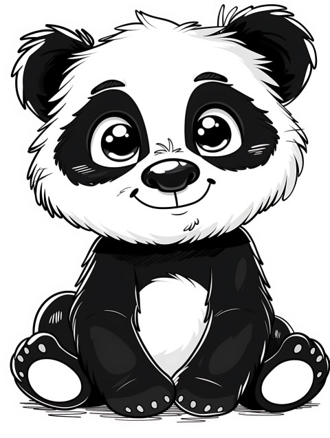 Cute Panda Coloring Book Pages Simple Hand Drawn Animal illustration Line Art Outline Black and White (102)