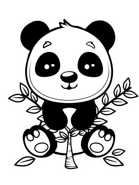 Cute Panda Coloring Book Pages Simple Hand Drawn Animal illustration Line Art Outline Black and White (113)