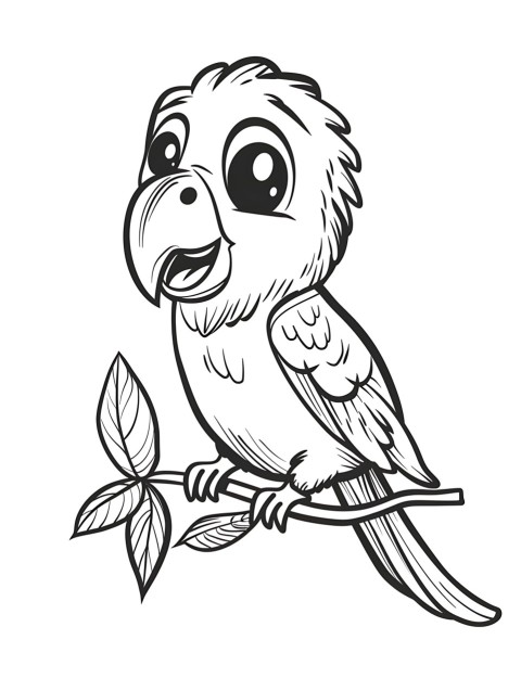 Cute Parrot Coloring Book Pages Simple Hand Drawn Animal illustration Line Art Outline Black and White (1)