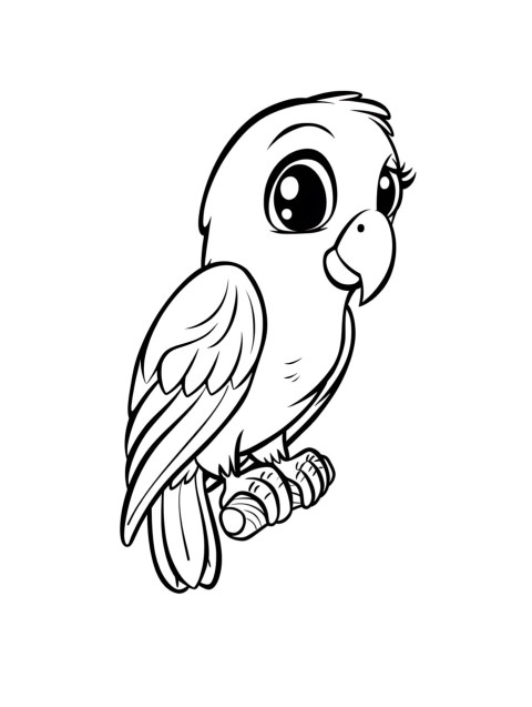 Cute Parrot Coloring Book Pages Simple Hand Drawn Animal illustration Line Art Outline Black and White (4)