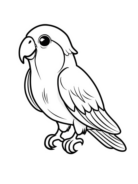 Cute Parrot Coloring Book Pages Simple Hand Drawn Animal illustration Line Art Outline Black and White (10)