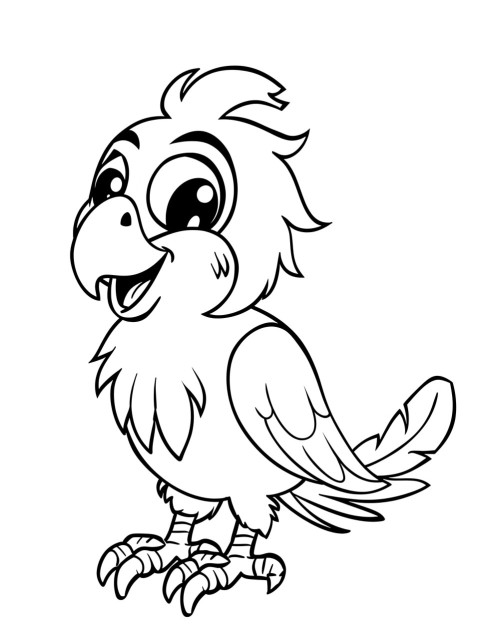 Cute Parrot Coloring Book Pages Simple Hand Drawn Animal illustration Line Art Outline Black and White (5)