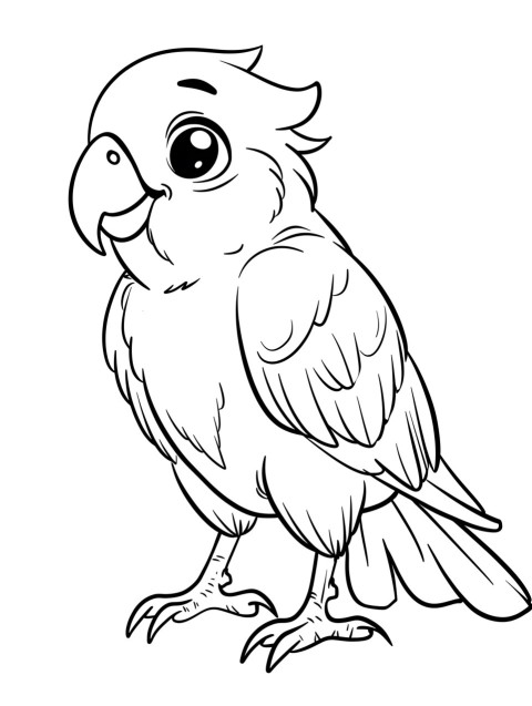 Cute Parrot Coloring Book Pages Simple Hand Drawn Animal illustration Line Art Outline Black and White (22)
