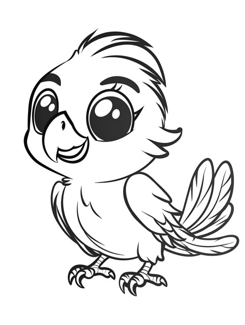 Cute Parrot Coloring Book Pages Simple Hand Drawn Animal illustration Line Art Outline Black and White (45)