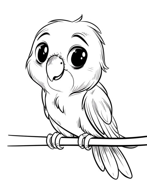 Cute Parrot Coloring Book Pages Simple Hand Drawn Animal illustration Line Art Outline Black and White (26)