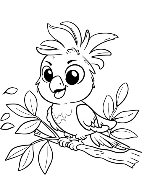 Cute Parrot Coloring Book Pages Simple Hand Drawn Animal illustration Line Art Outline Black and White (15)