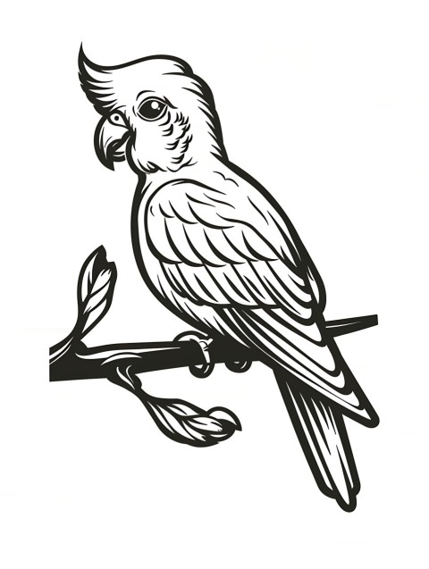 Cute Parrot Coloring Book Pages Simple Hand Drawn Animal illustration Line Art Outline Black and White (29)