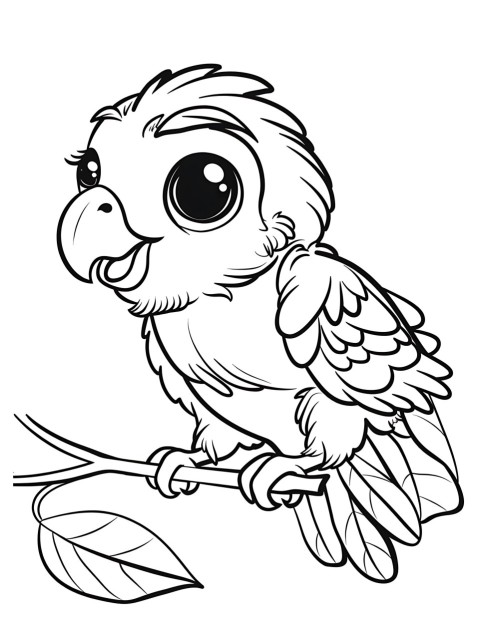 Cute Parrot Coloring Book Pages Simple Hand Drawn Animal illustration Line Art Outline Black and White (37)