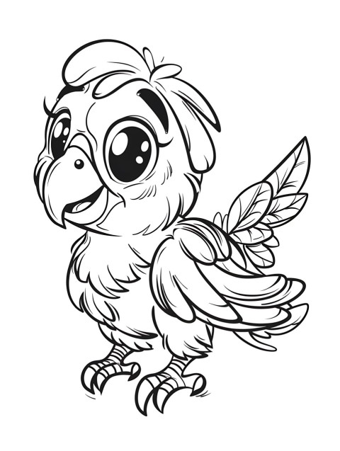 Cute Parrot Coloring Book Pages Simple Hand Drawn Animal illustration Line Art Outline Black and White (42)