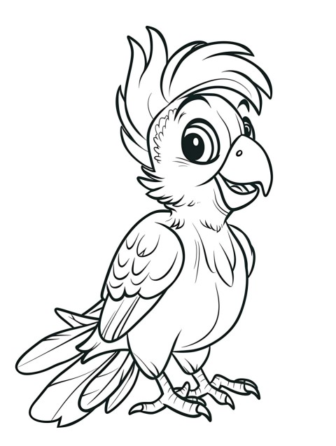 Cute Parrot Coloring Book Pages Simple Hand Drawn Animal illustration Line Art Outline Black and White (35)