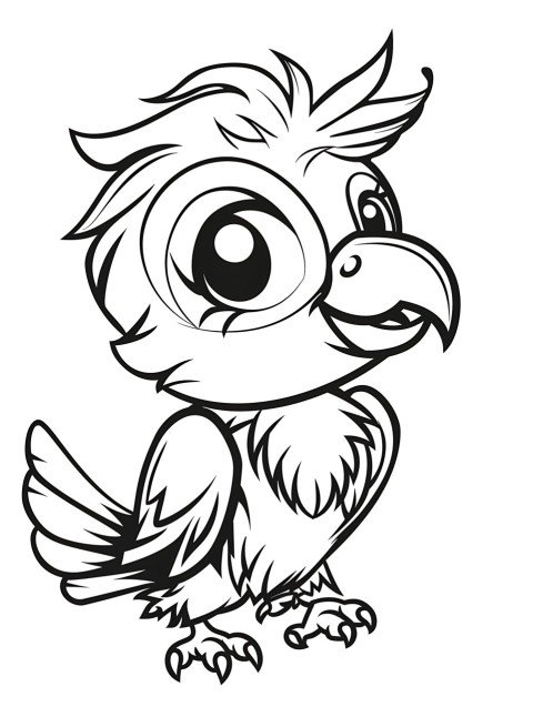 Cute Parrot Coloring Book Pages Simple Hand Drawn Animal illustration Line Art Outline Black and White (16)